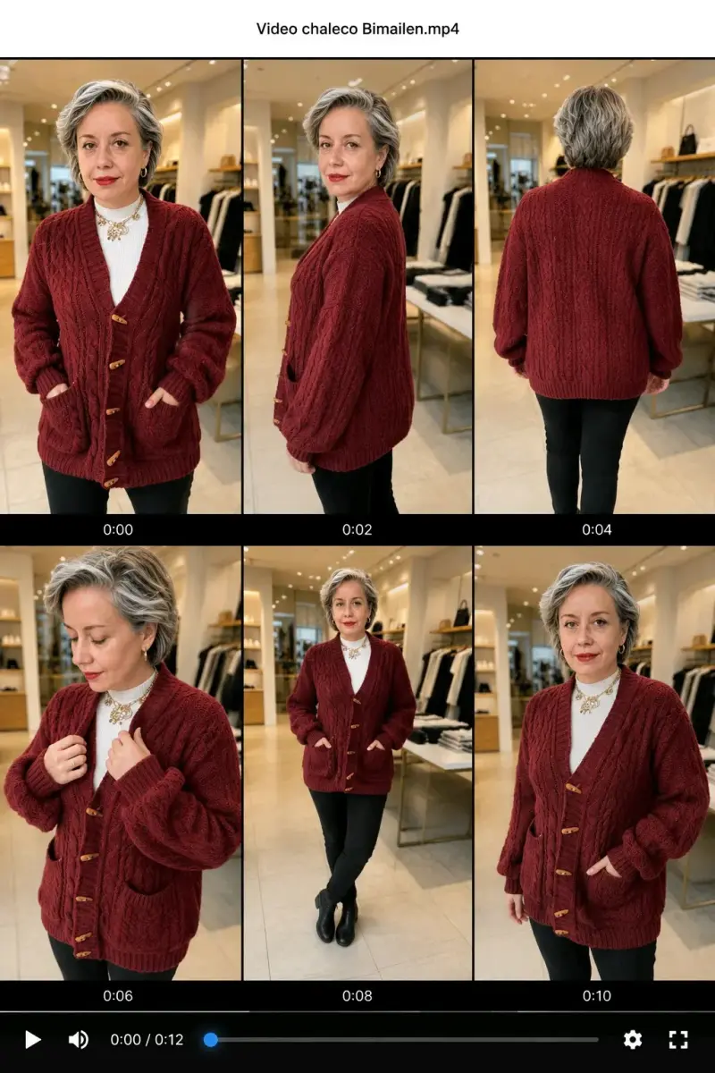 Chaleco de lana burdeos con botones de madera