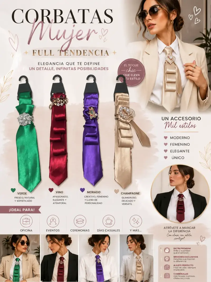 Corbatas de Mujer en Colores Elegantes