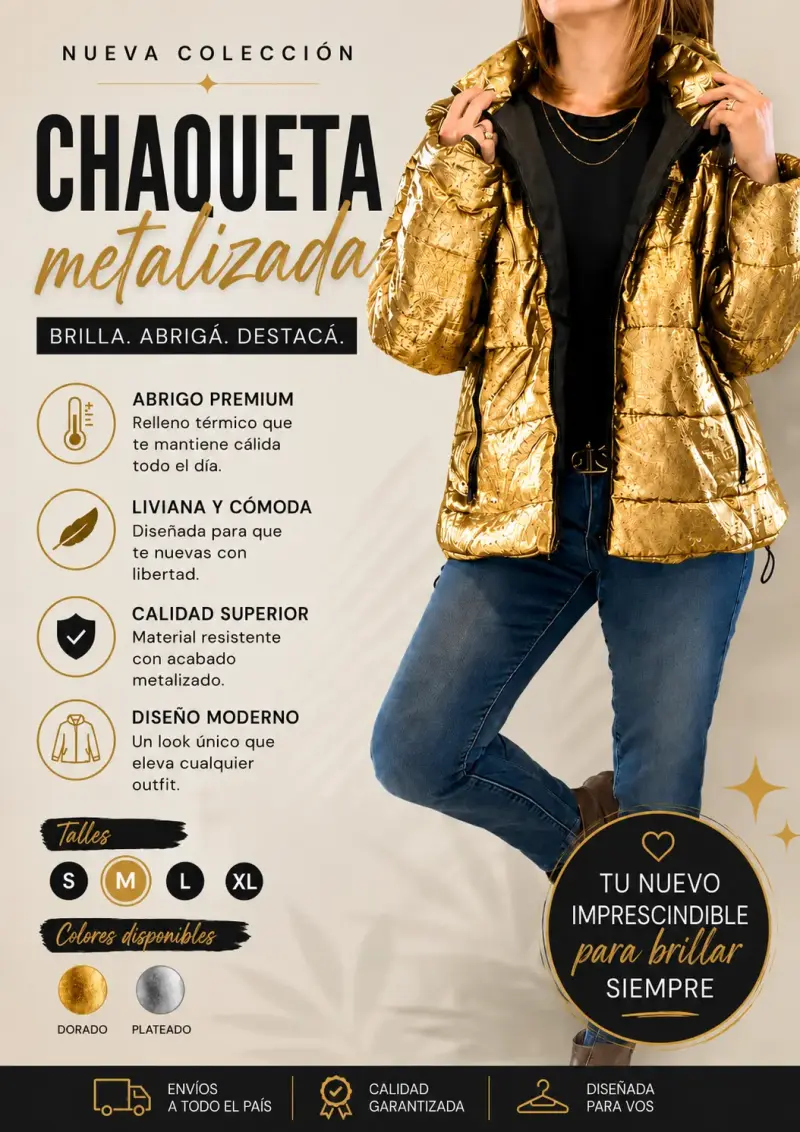 Chaqueta metalizada dorada - 1