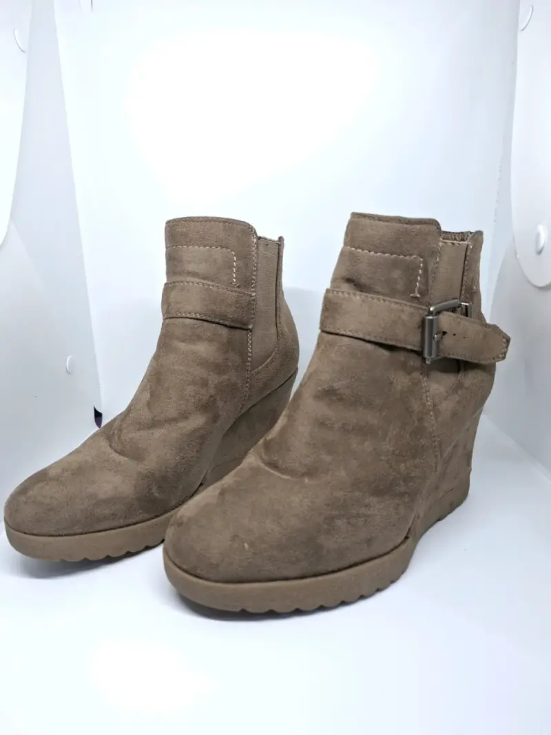 Botines de gamuza con plataforma color marrón - 1