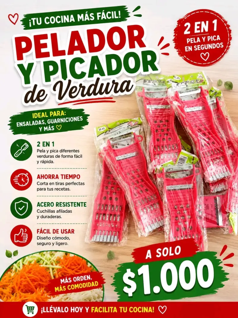 Pelador y picador de verduras 2 en 1