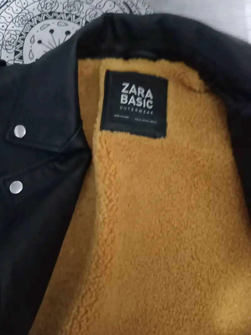 Chaqueta de cuero negra Zara Basic para mujer - 3