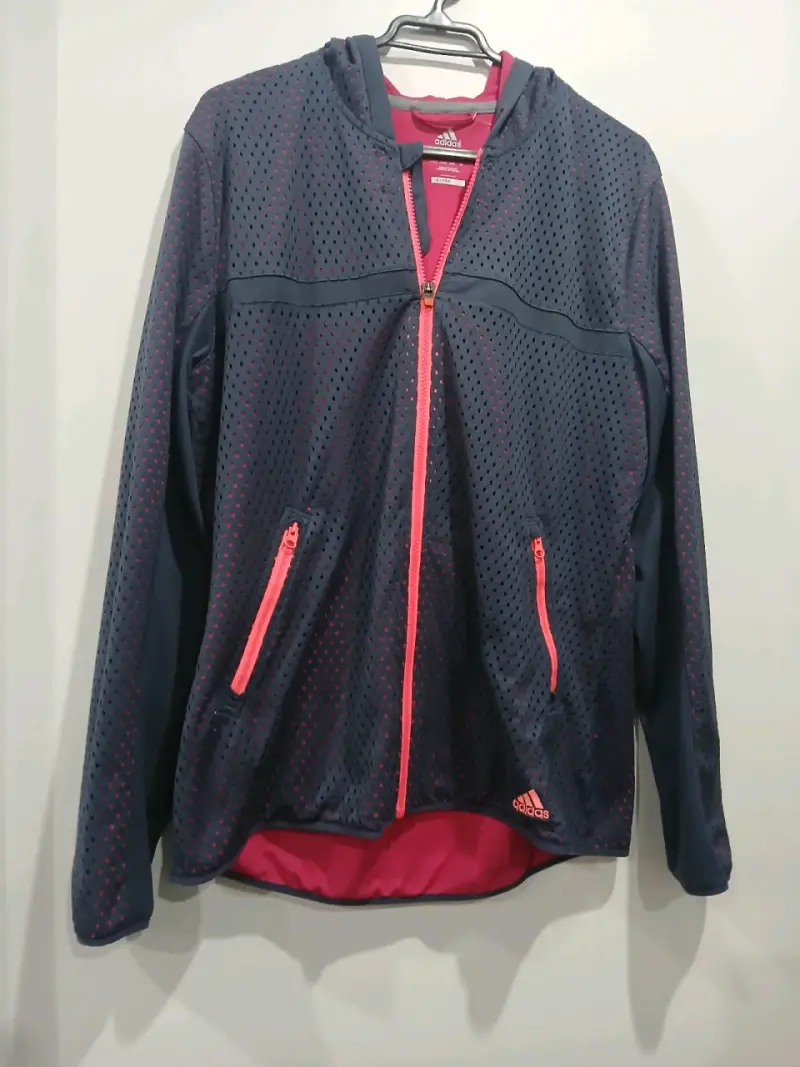 Chaqueta deportiva Adidas ClimaLite azul y rosa - 1