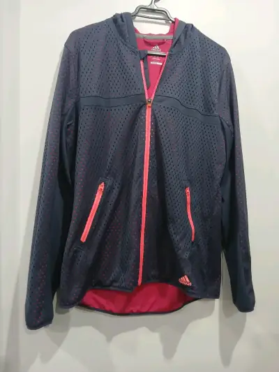 Chaqueta deportiva Adidas ClimaLite azul y rosa - miniatura 1