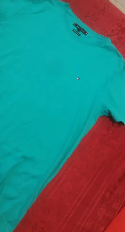 Polera Tommy Hilfiger verde algodón orgánico - miniatura 5