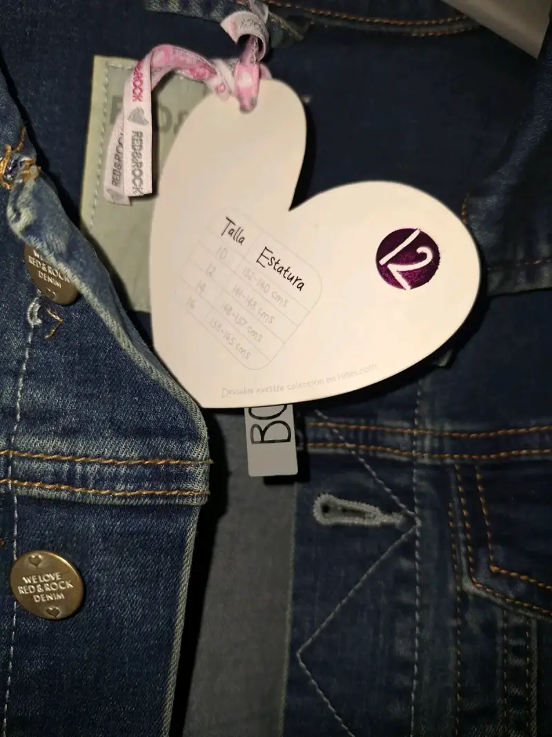 Chaqueta de mezclilla azul para niña talla 12 - 2