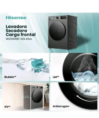 Lavadora Secadora Hisense 10/6 Kg Carga Frontal - miniatura 2