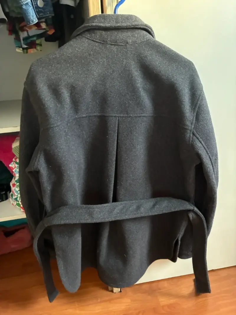 Chaqueta de lana gris C&A con cinturón - 4