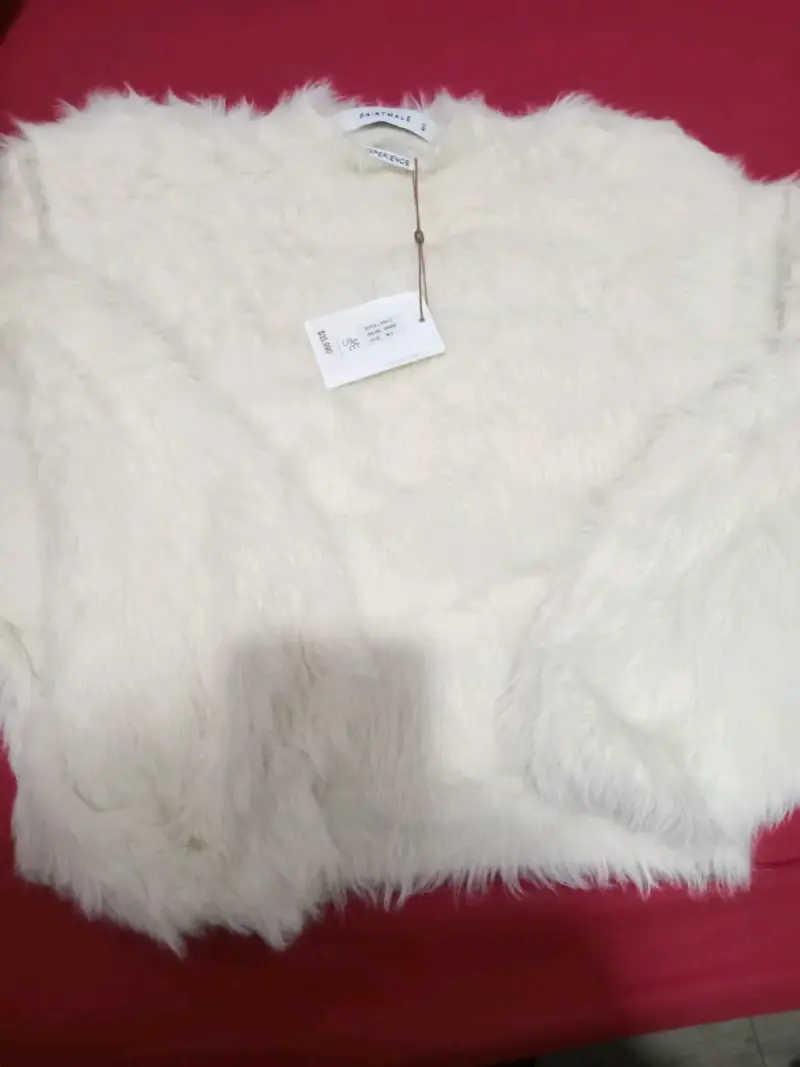 Suéter de peluche blanco para mujer - 2