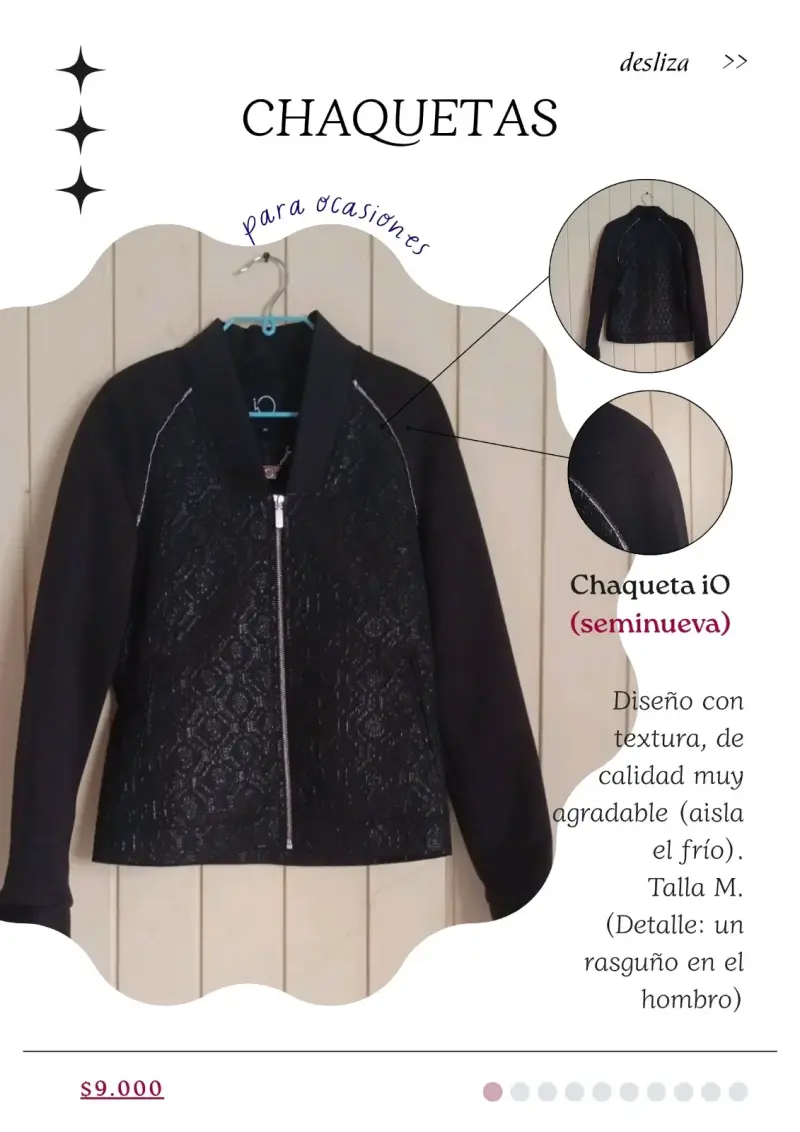 Chaqueta negra con textura marca iO - 1