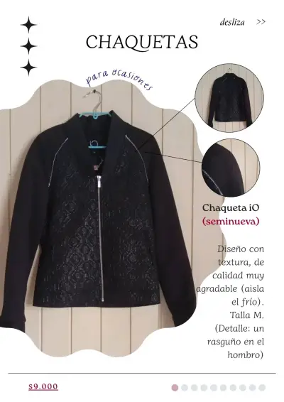 Chaqueta negra con textura marca iO - miniatura 1