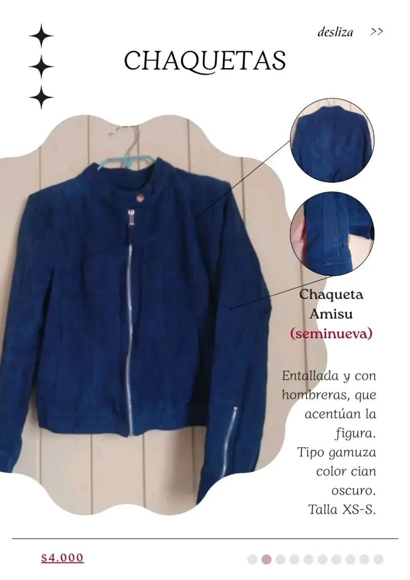 Chaqueta Amisu de gamuza azul seminueva - 1