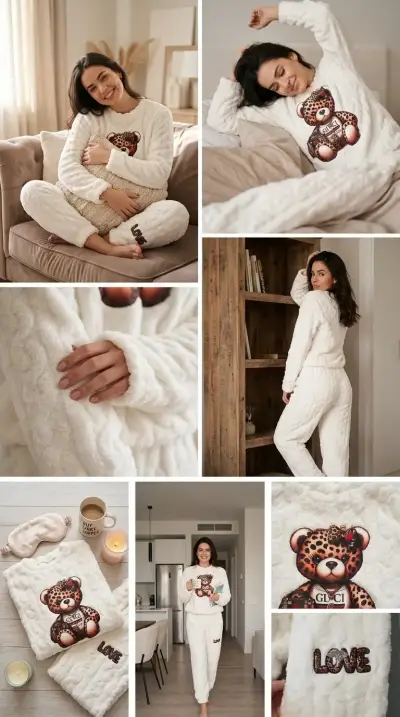 Pijama de felpa con diseño de oso - miniatura 2