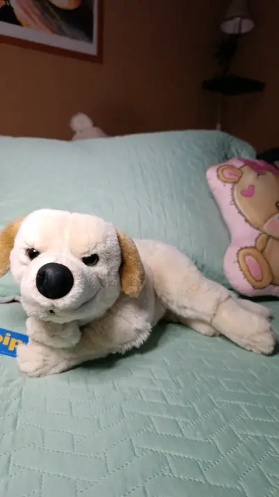 Peluche de perro blanco suave y tierno - miniatura 1