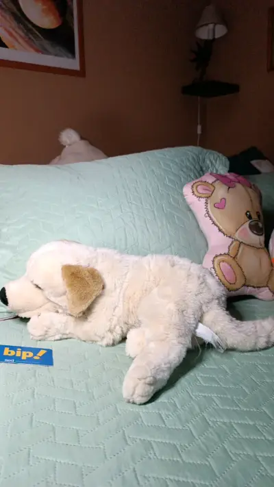 Peluche de perro blanco suave y tierno - miniatura 2