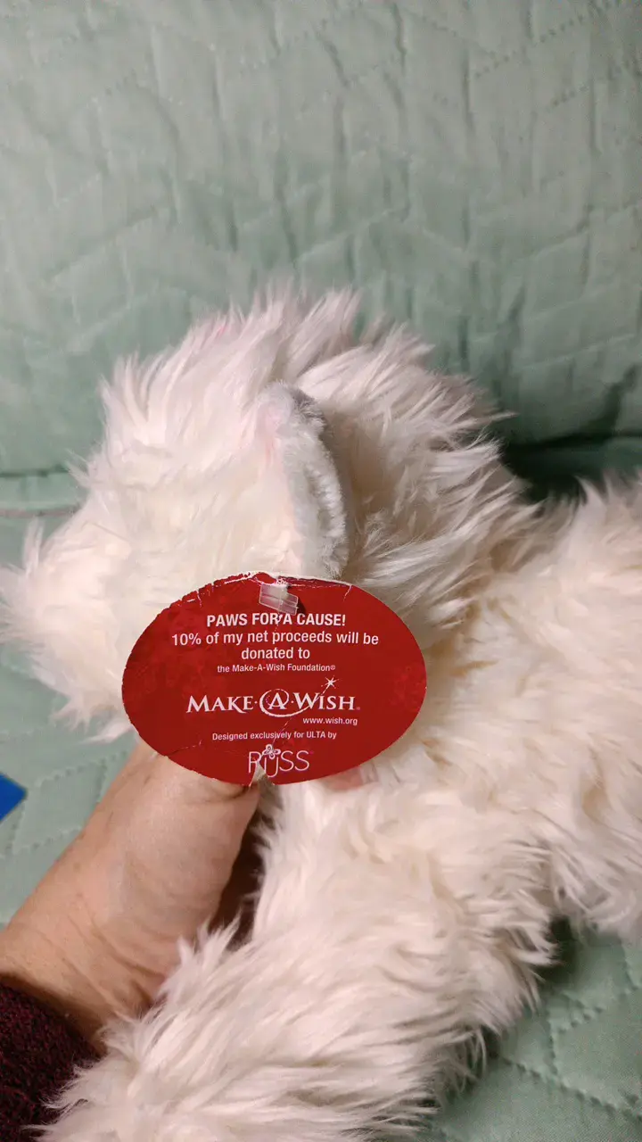 Peluche perro blanco Make-A-Wish suave - 5