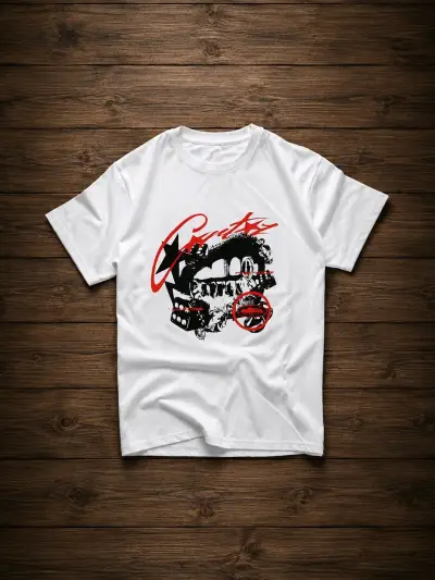Polera blanca con diseño gráfico punk - miniatura 2