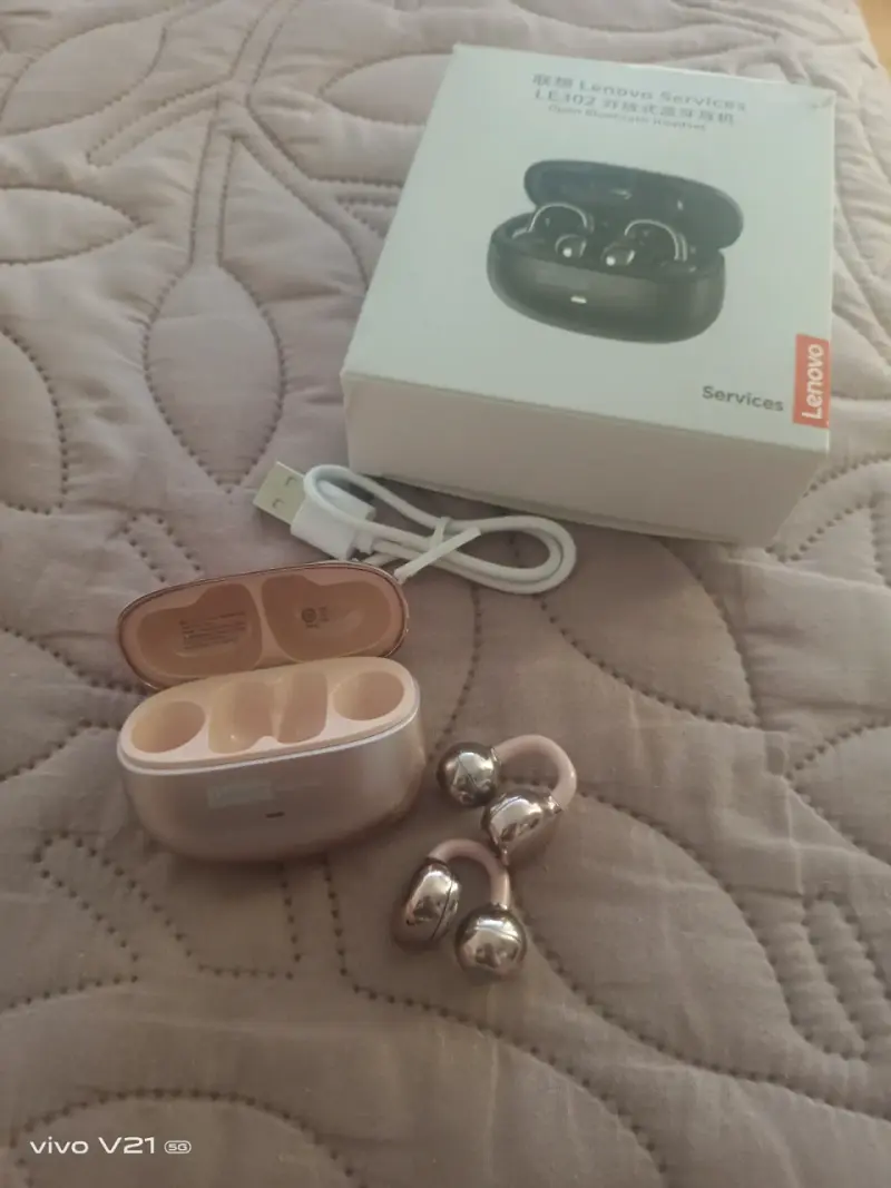 Auriculares Bluetooth Lenovo LE802 Rosados - 2