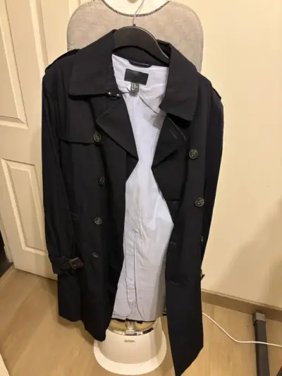 Trench azul de hombre H&M con cinturón - miniatura 1