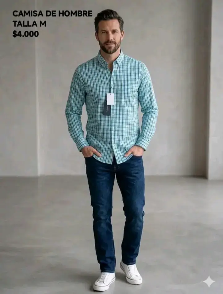 Camisa de Hombre a Cuadros Talla M