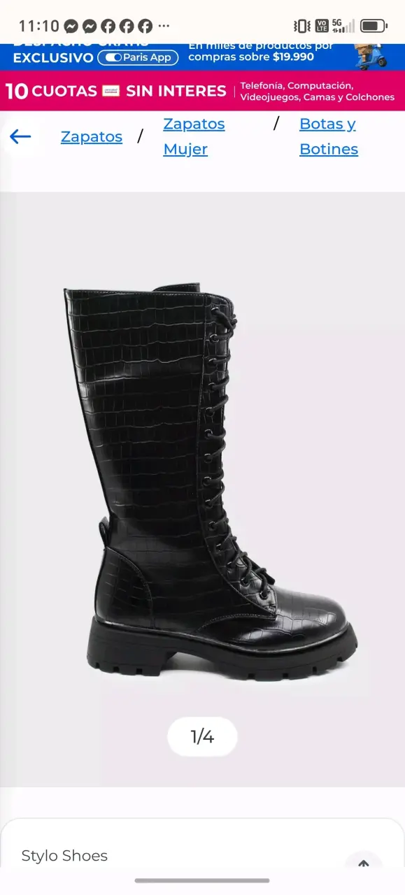 Botas negras de cuero estilo militar - 4