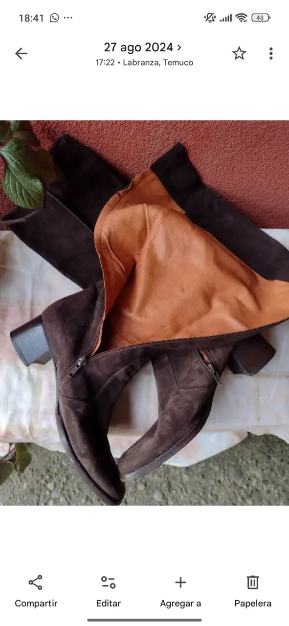 Botas altas de gamuza marrón con cierre lateral - 3