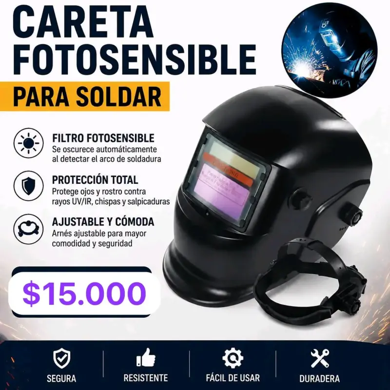 Careta fotosensible para soldar ajustable