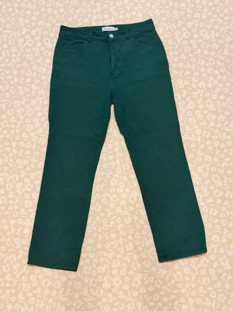 Pantalones verdes de algodón para mujer - 2