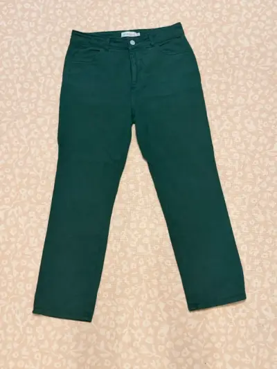 Pantalones verdes de algodón para mujer - miniatura 2