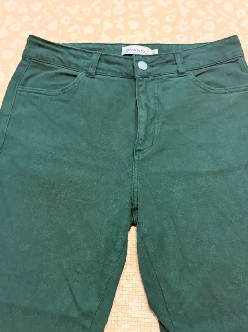 Pantalones verdes de algodón para mujer - 3
