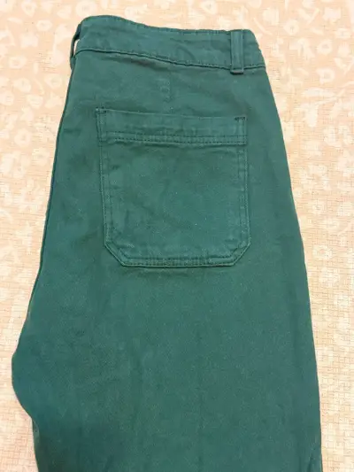 Pantalones verdes de algodón para mujer - miniatura 4