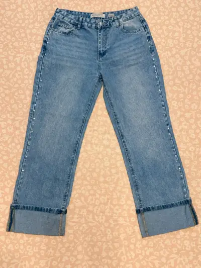 Jeans rectos de mezclilla con tachas Basement - miniatura 1
