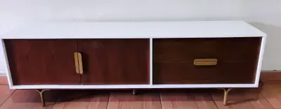 Mueble de TV moderno blanco y madera - miniatura 2