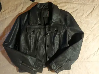Chaqueta de cuero negra para mujer talla M - miniatura 1