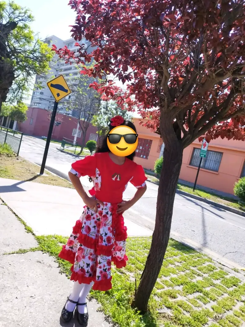 Vestido de baile flamenco para niña rojo y blanco