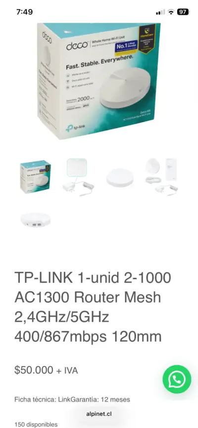 Router Mesh TP-Link Deco M5 AC1300 Dual Band - miniatura 1