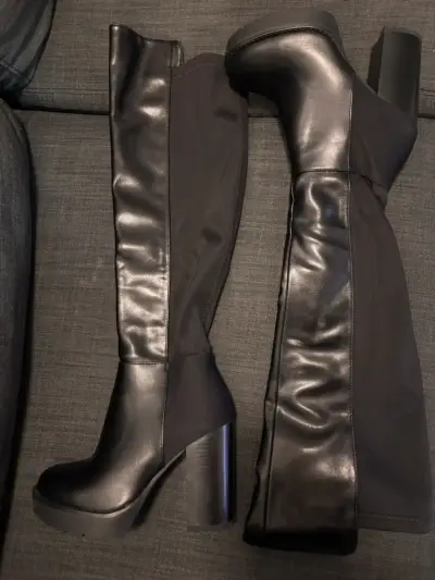 Botas de cuero negras StudioF con tacón alto - miniatura 1