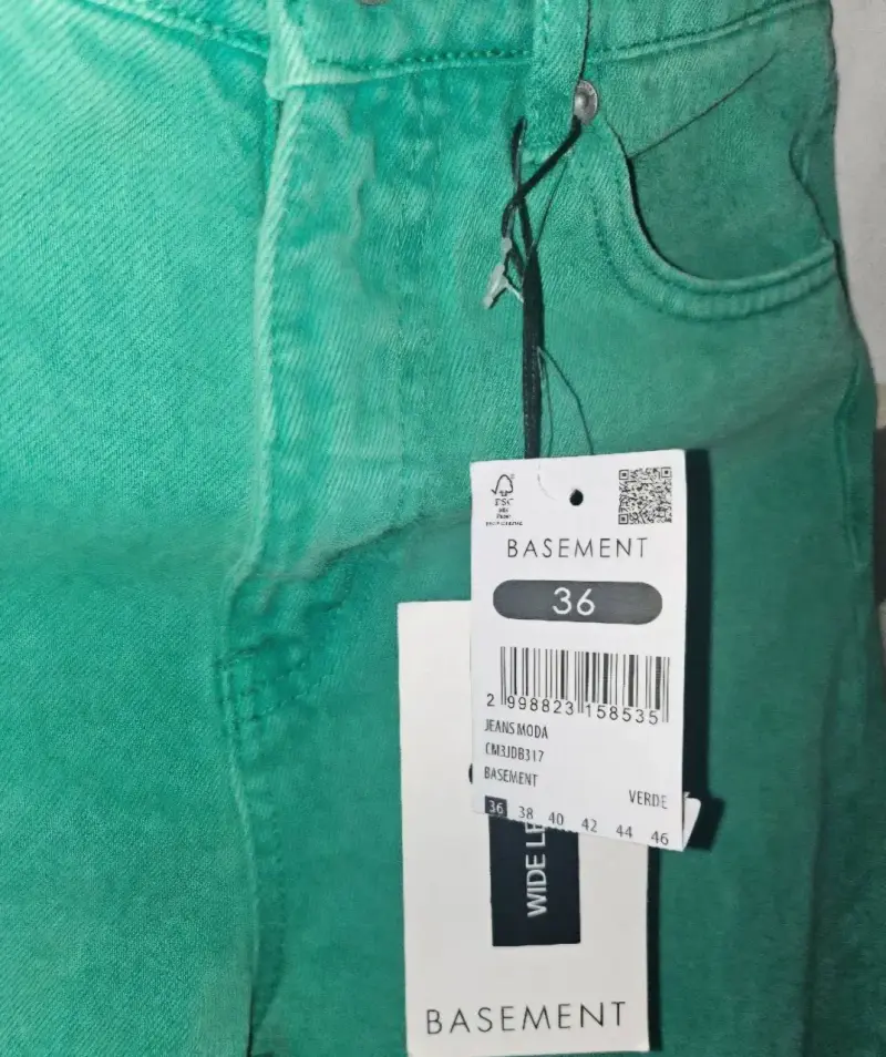 Jeans verdes de corte ancho Basement talla 36 - 2