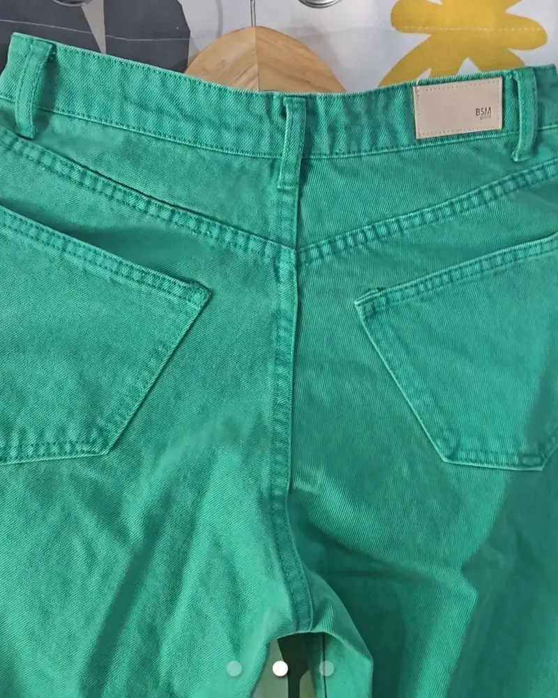 Jeans verdes de corte ancho Basement talla 36 - 3