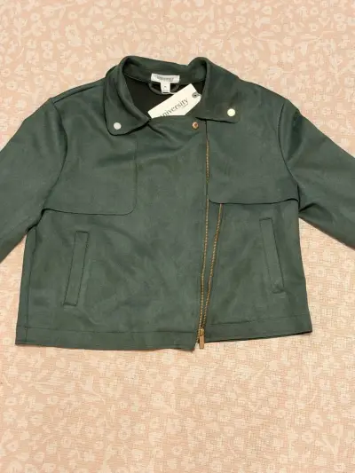 Chaqueta verde estilo biker University - miniatura 1