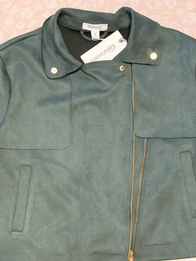Chaqueta verde estilo biker University - miniatura 2