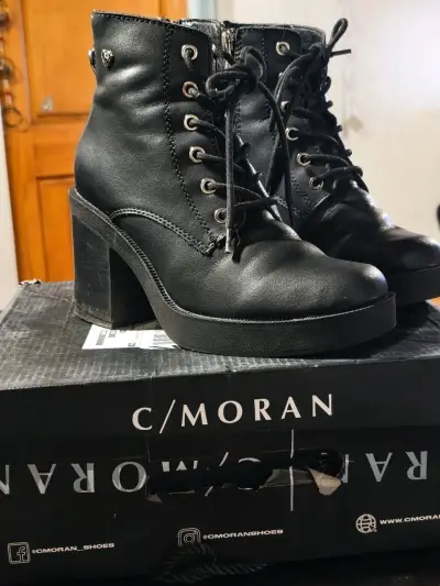 Botines de cuero negro con taco C/Moran - miniatura 4
