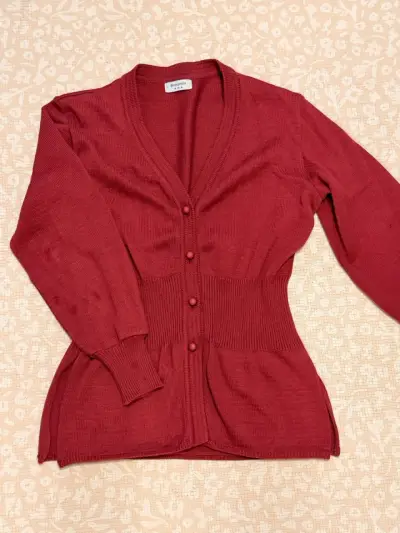 Cardigan rojo de punto para mujer Bonomia - miniatura 1