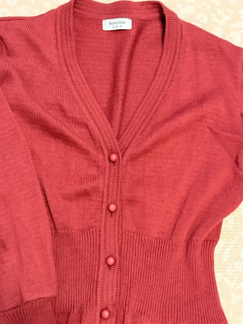 Cardigan rojo de punto para mujer Bonomia - 2