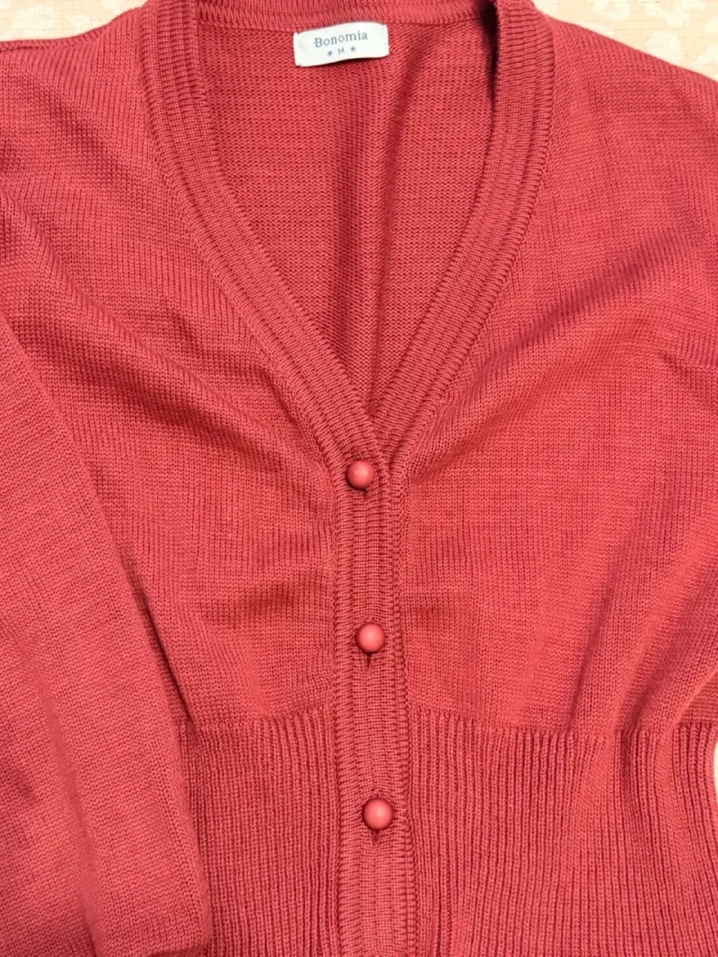 Cardigan rojo de punto para mujer Bonomia - 3