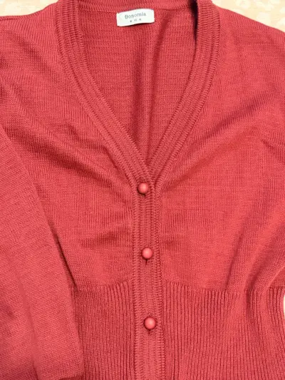 Cardigan rojo de punto para mujer Bonomia - miniatura 3