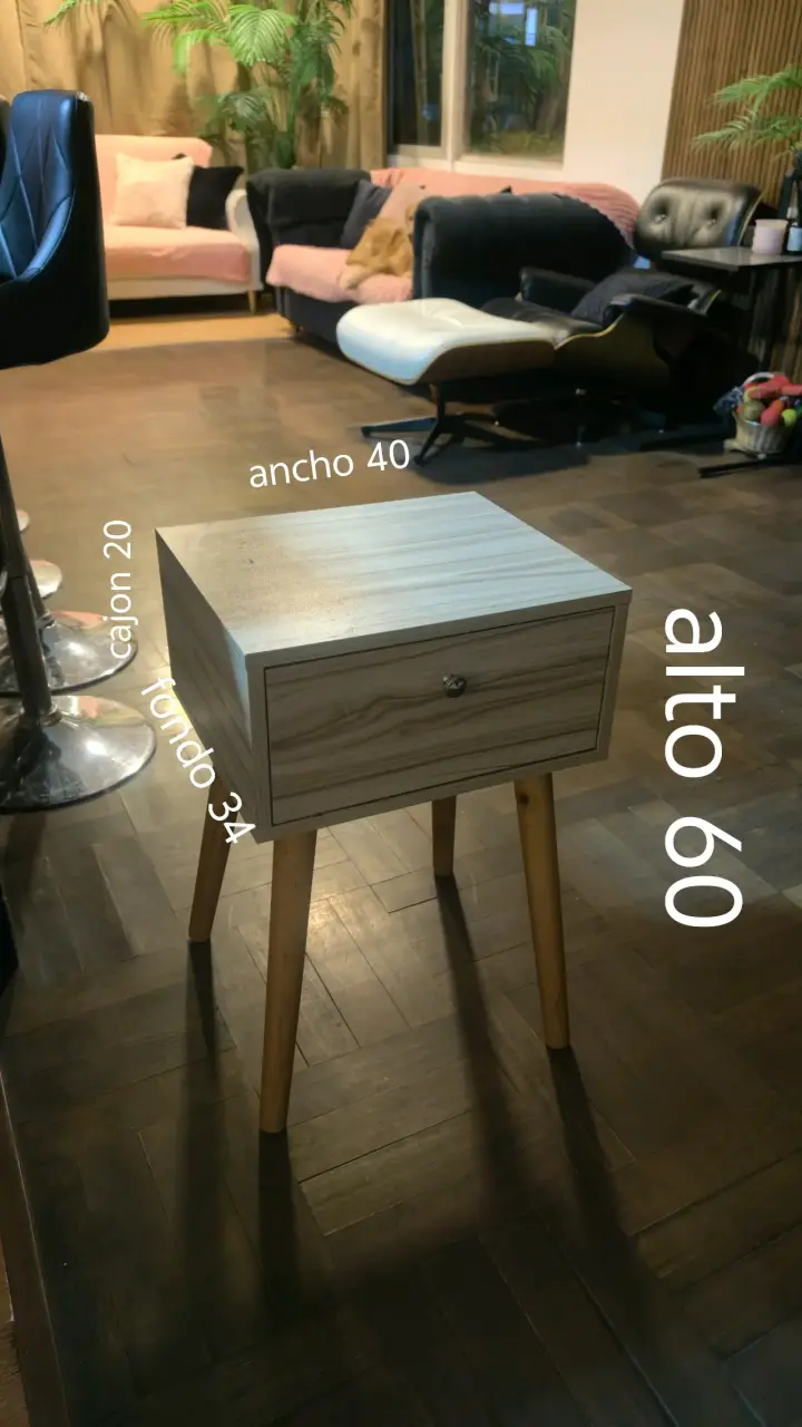Velador - Mesa de Noche de Madera con Cajón - 1
