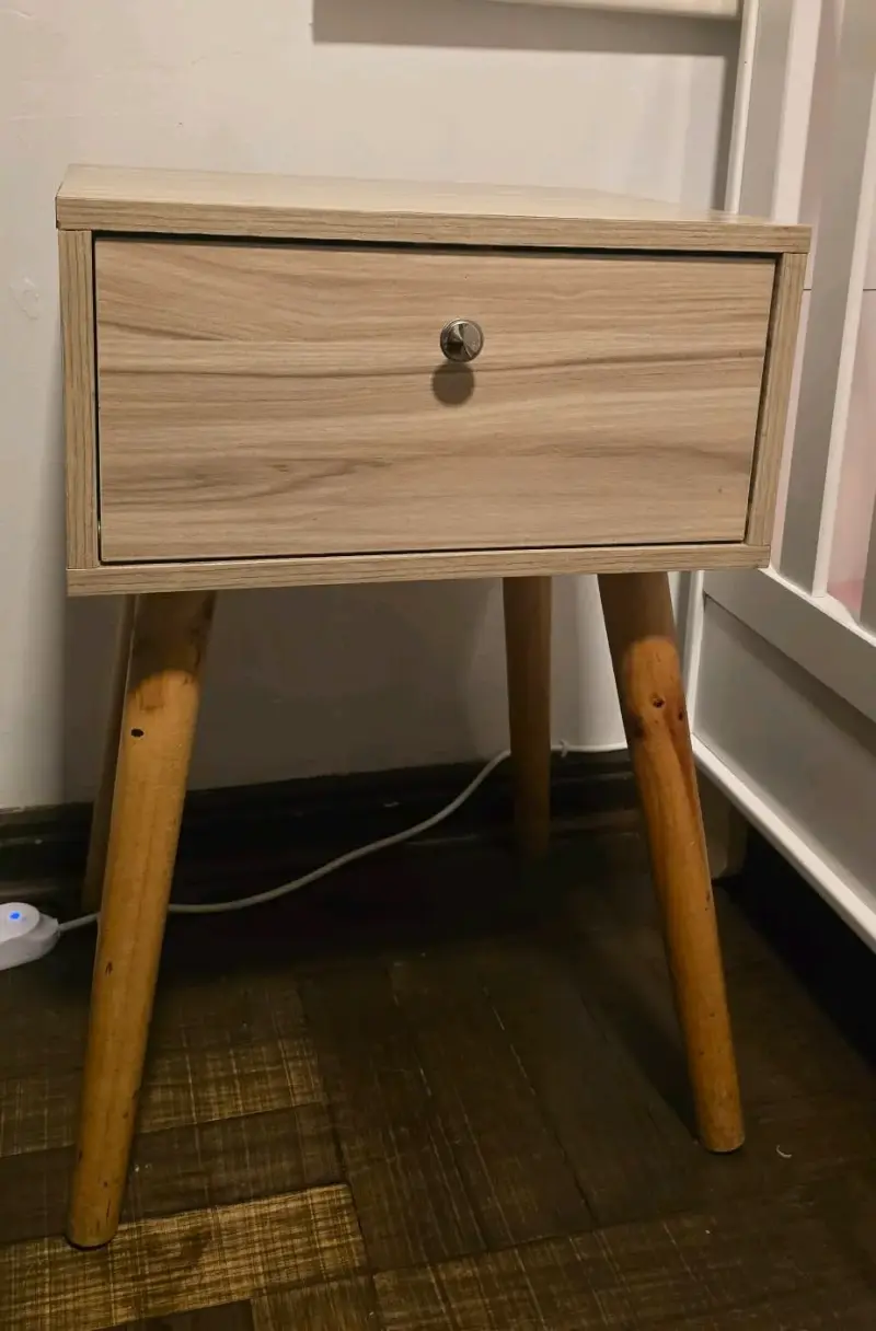 Velador - Mesa de Noche de Madera con Cajón - 2