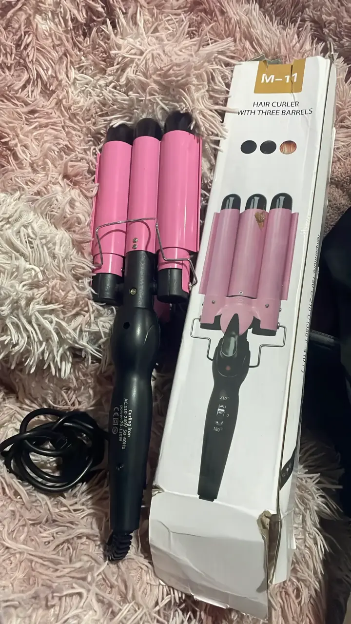 Rizador de Pelo M-11 con Tres Barriles Rosado