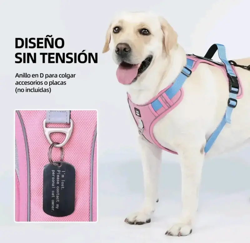 Arnés para perro sin tensión color rosa talla m
